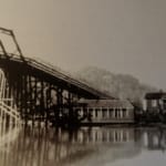 The old Springston Bridge with adjacent float houses, common back then. Photo courtesy of John D. Pugh's 'Springston Idaho 1900-2003', Below a modern float house on the Coeur d' Alene River