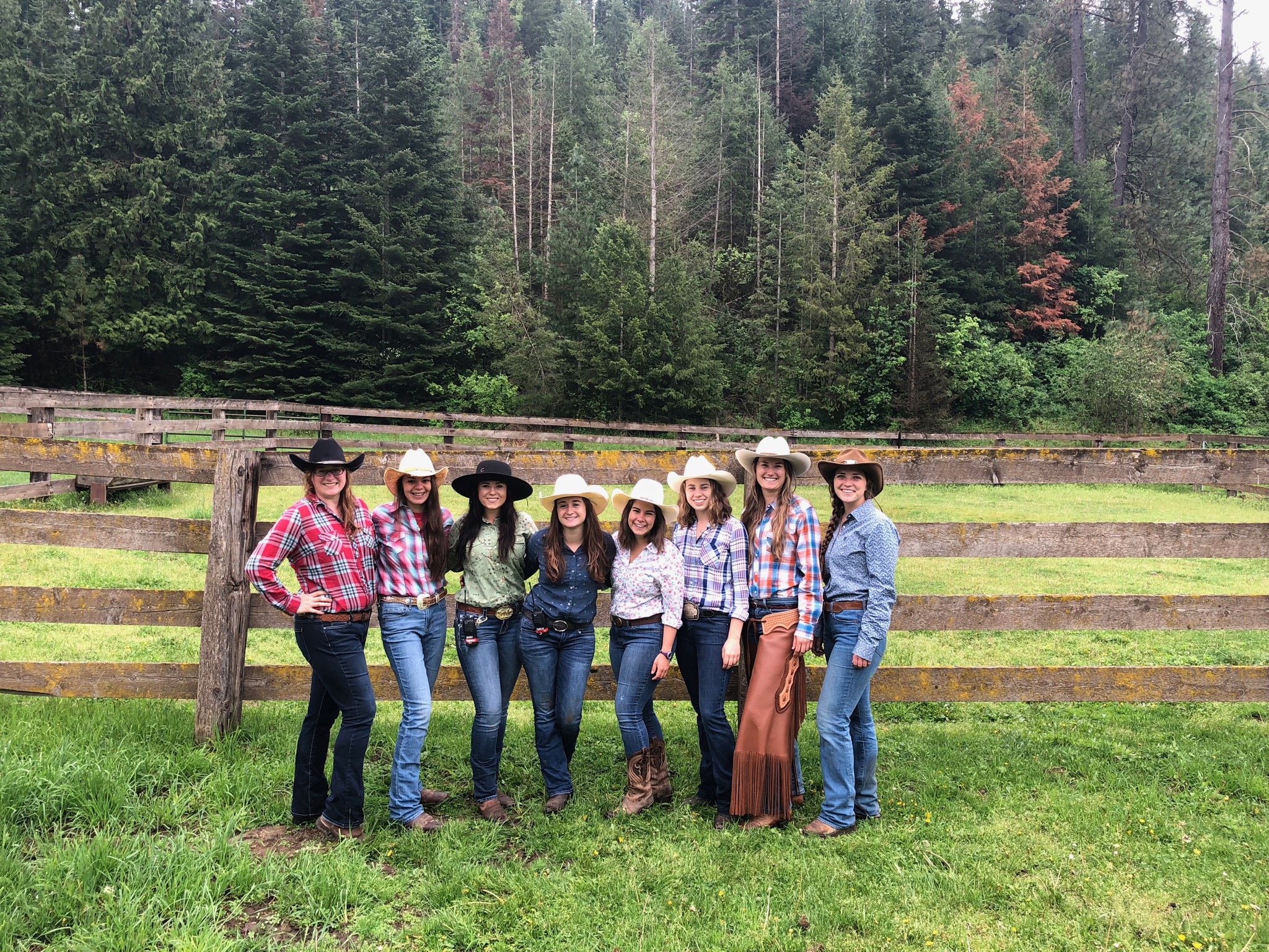 Group of women posing at the ranch.