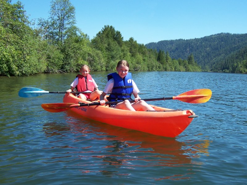 Two girls in a kayak