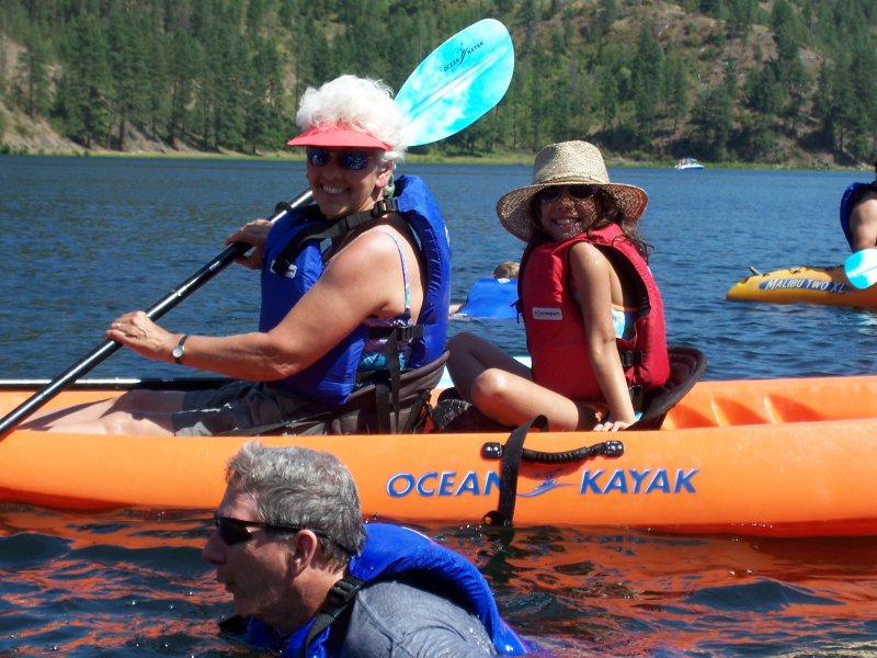 Group in tandem kayaks.
