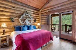 The interior view of a guest ranch cabin.