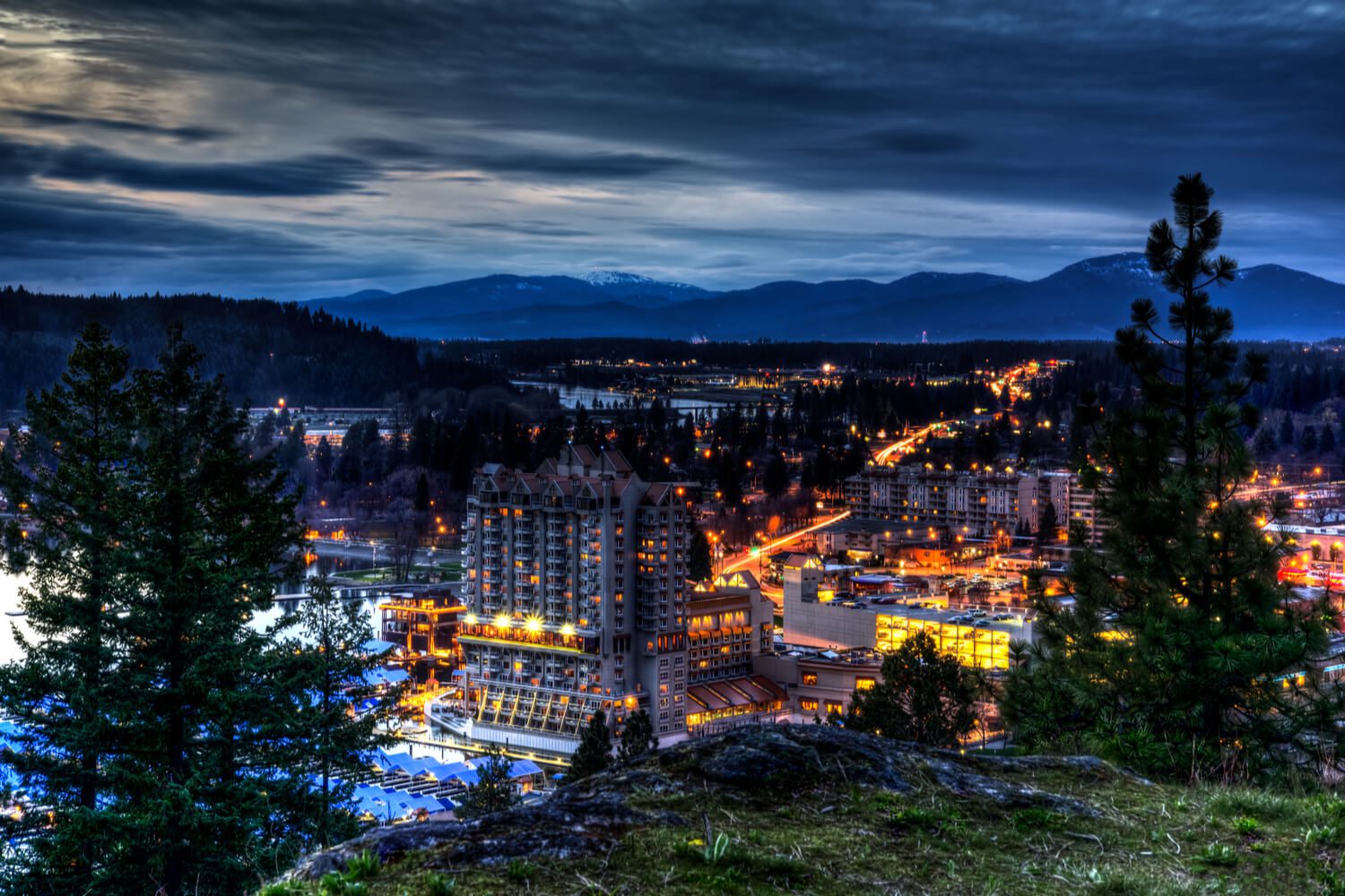 A stunning aerial view of Coeur d'Alene, Idaho.