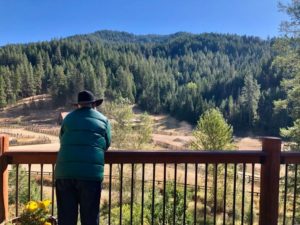A vacationer looks into the distance while enjoying an adults-only week in Idaho.