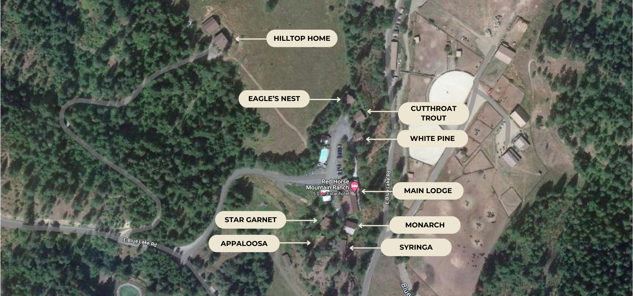 Red Horse Mountain Ranch Overhead Map